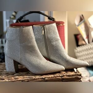 Olivia and Kate sliver glitter boots
